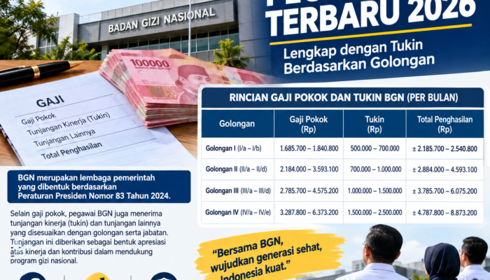 Gaji Pegawai BGN 2026 Mencapai Rp33,24 Juta, Berikut Rincian Tukin Berdasarkan Kelas Jabatan